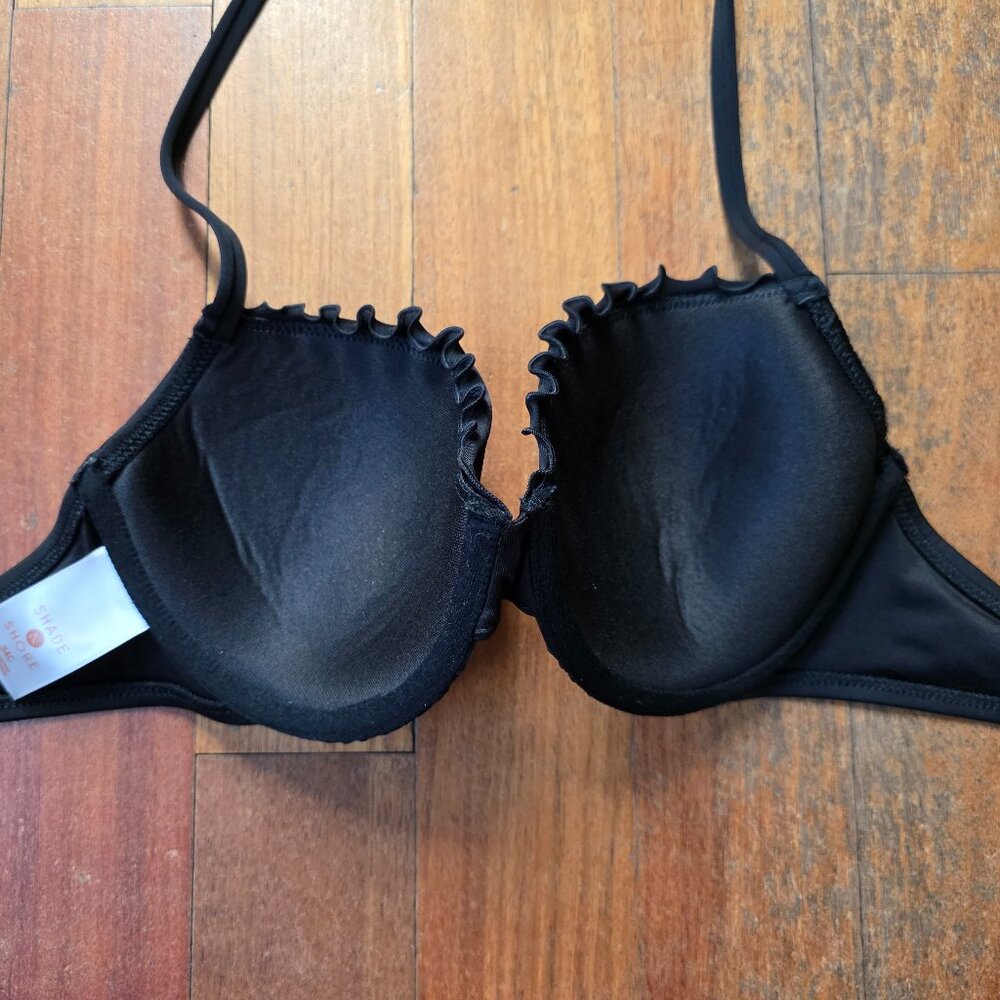 NWOT Shade & Shore Black Molded String Bikini Top Size 34C - Picture 12 of 12